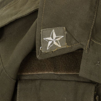Women's vintage 1970s Italian army jacket military f2 retro khaki coat olive no elastic