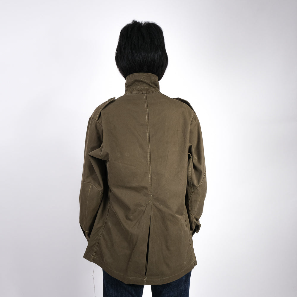 Women's vintage 1970s Italian army jacket military f2 retro khaki coat olive no elastic