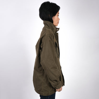 Women's vintage 1970s Italian army jacket military f2 retro khaki coat olive no elastic