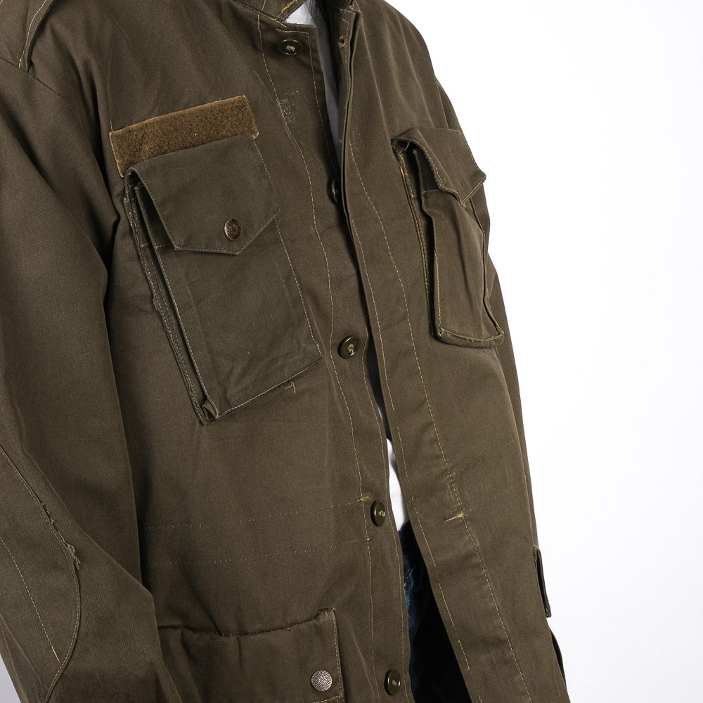 Women's vintage 1970s Italian army jacket military f2 retro khaki coat olive no elastic