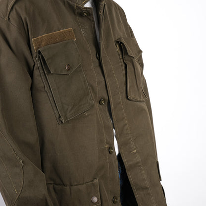Women's vintage 1970s Italian army jacket military f2 retro khaki coat olive no elastic
