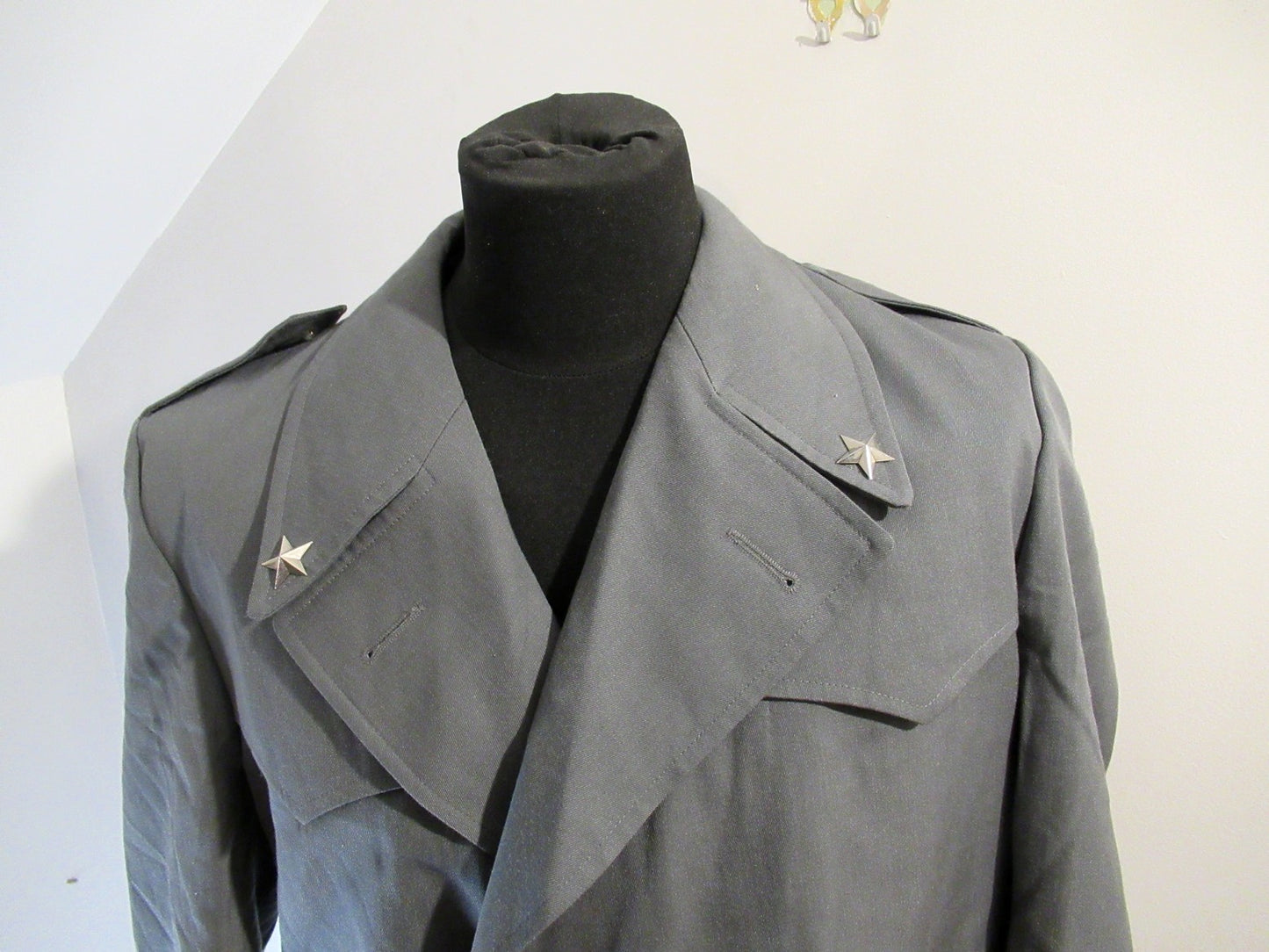 Vintage Italian Grey Army trenchcoat greatcoat mac mack macintosh coat raincoat overcoat