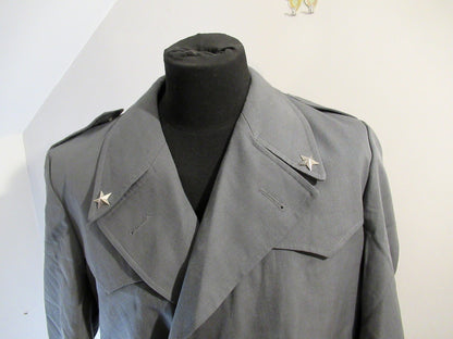 Vintage Italian Grey Army trenchcoat greatcoat mac mack macintosh coat raincoat overcoat