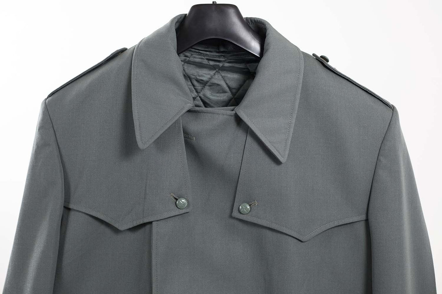 Vintage Italian Grey Army trenchcoat greatcoat mac mack macintosh coat raincoat overcoat