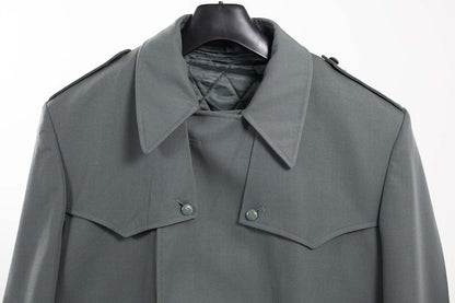Vintage Italian Grey Army trenchcoat greatcoat mac mack macintosh coat raincoat overcoat
