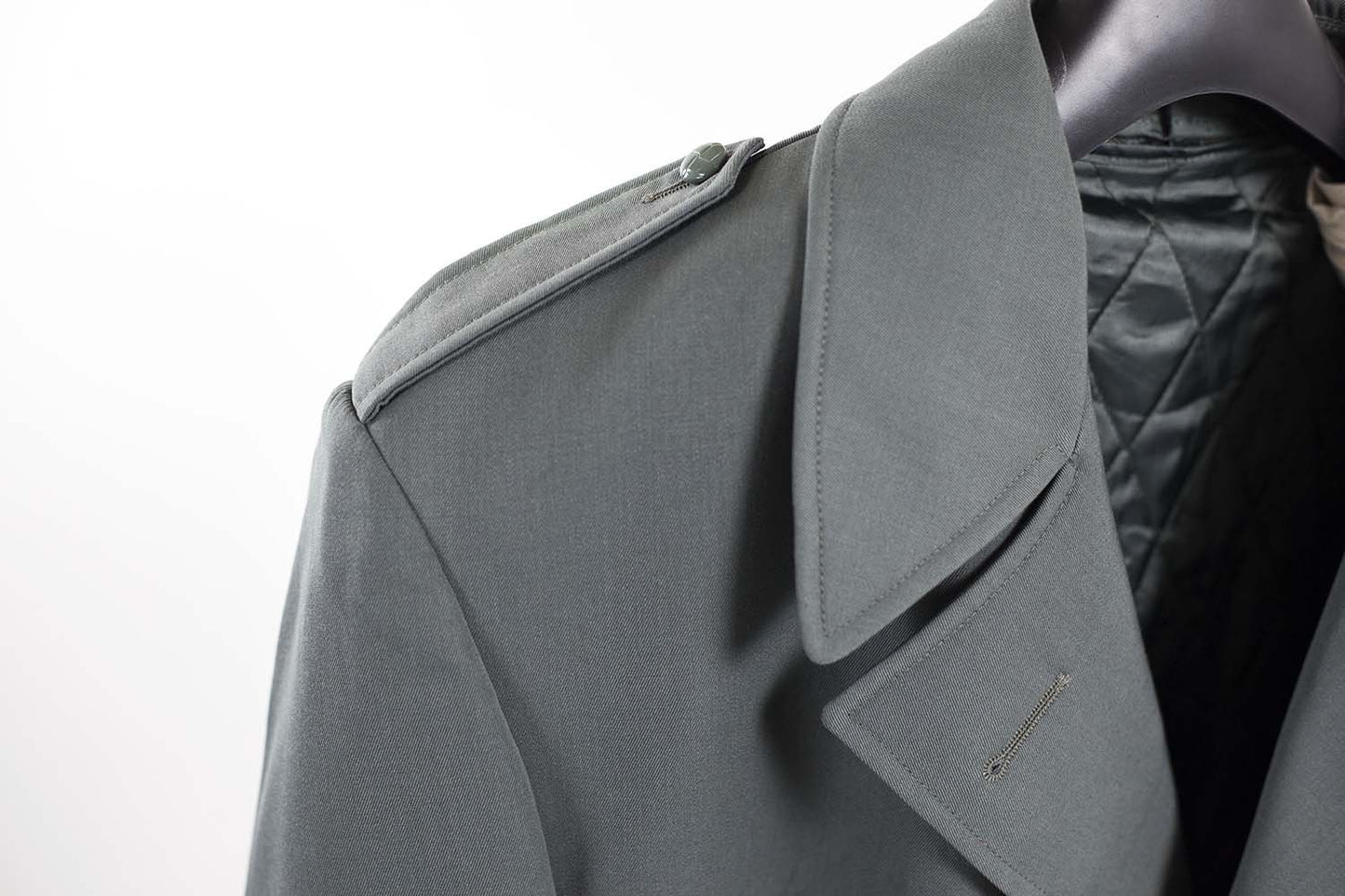 Vintage Italian Grey Army trenchcoat greatcoat mac mack macintosh coat raincoat overcoat