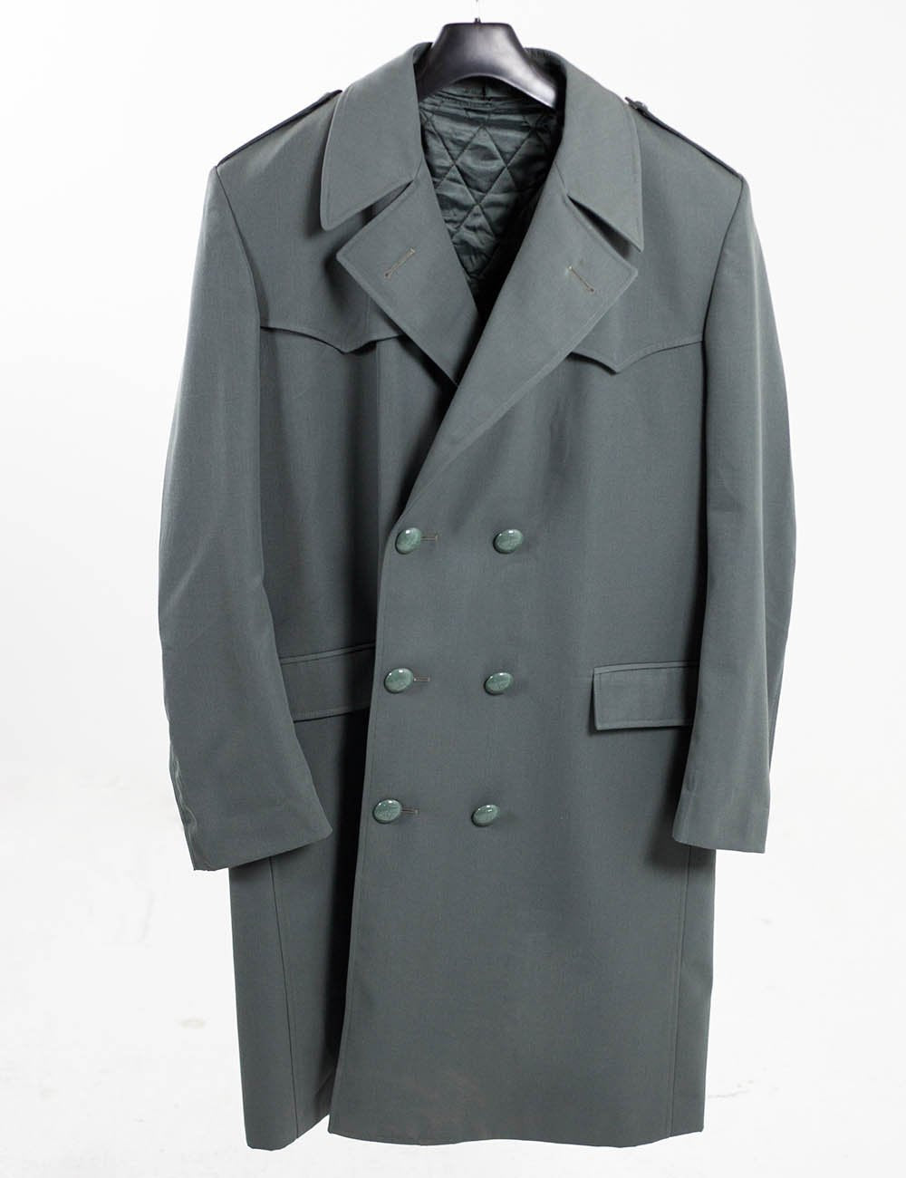Vintage Italian Grey Army trenchcoat greatcoat mac mack macintosh coat raincoat overcoat