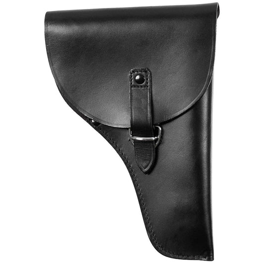 Vintage Italian police black leather pistol holster for belt army military beretta