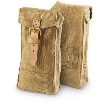 Vintage Italian army canvas magazine pouch ammo belt military ammunition cotton San Marco leather