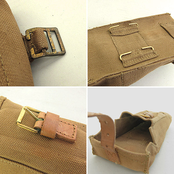 Vintage Italian army canvas magazine pouch ammo belt military ammunition cotton San Marco leather