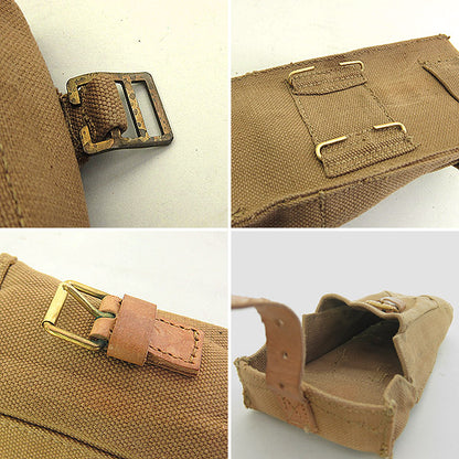 Vintage Italian army canvas magazine pouch ammo belt military ammunition cotton San Marco leather
