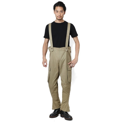 Vintage 1950s Italian army motorcycle trousers pants dungarees military beige cargo combat cream mustard
