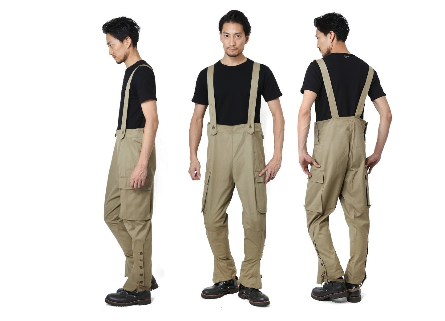 Vintage 1950s Italian army motorcycle trousers pants dungarees military beige cargo combat cream mustard