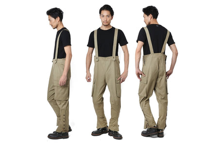 Vintage 1950s Italian army motorcycle trousers pants dungarees military beige cargo combat cream mustard