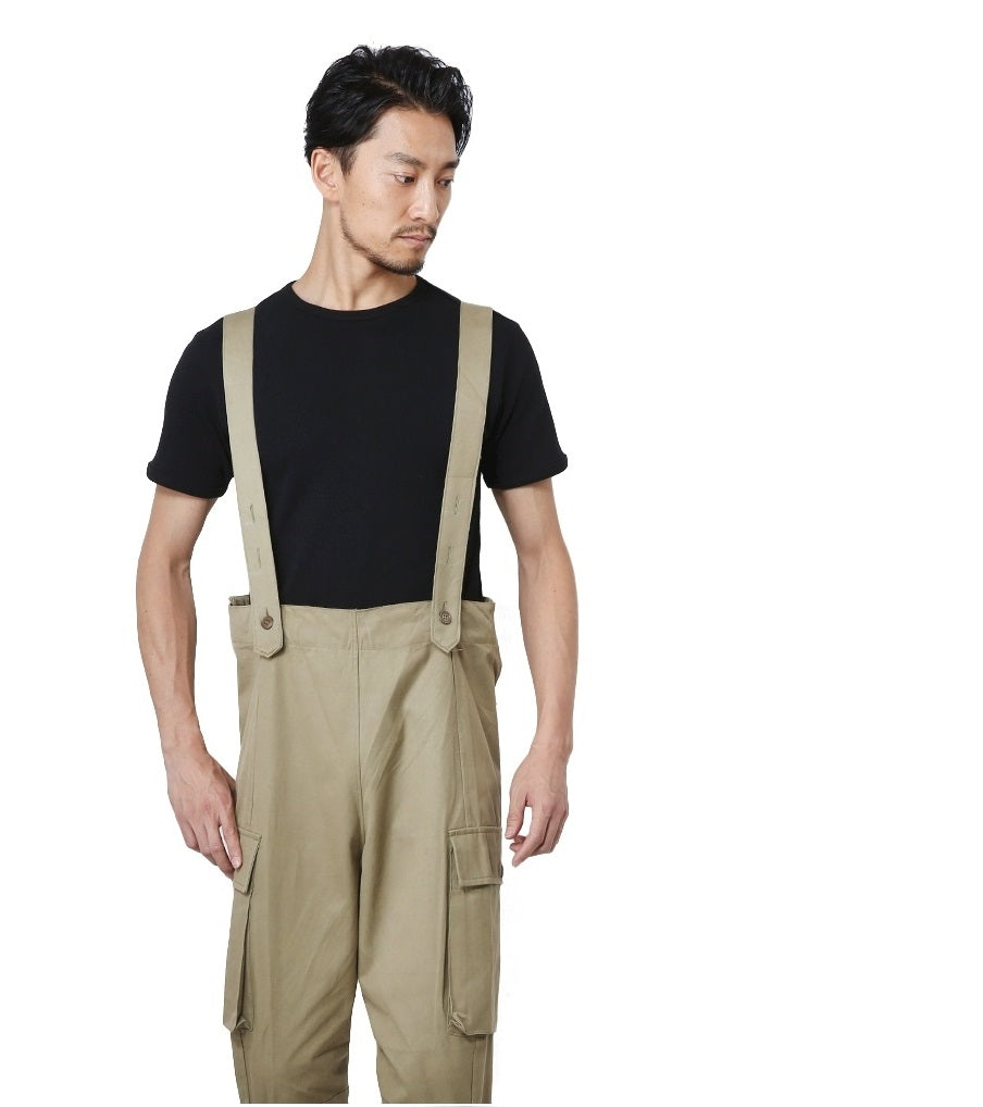 Vintage 1950s Italian army motorcycle trousers pants dungarees military beige cargo combat cream mustard