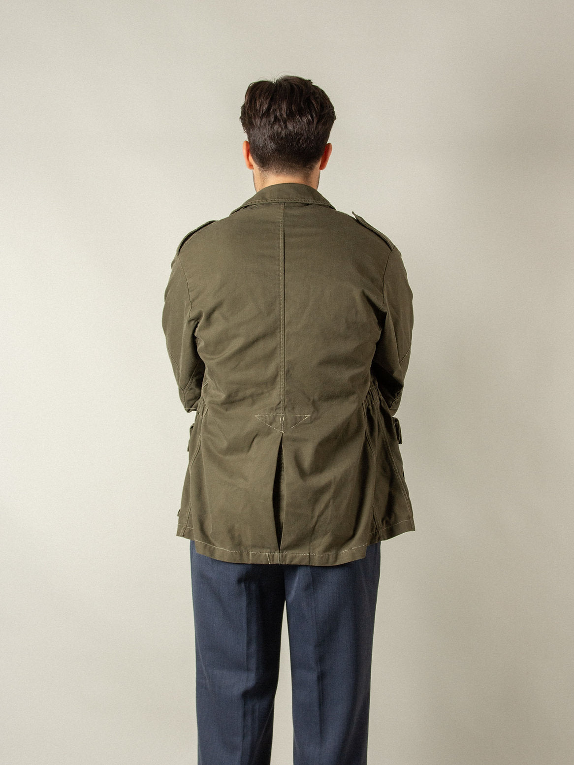 Vintage Italian Army field jacket olive khaki military elasticated waist