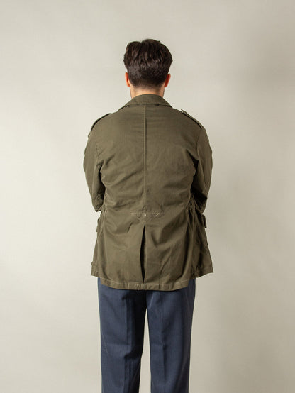 Vintage Italian Army field jacket olive khaki military elasticated waist