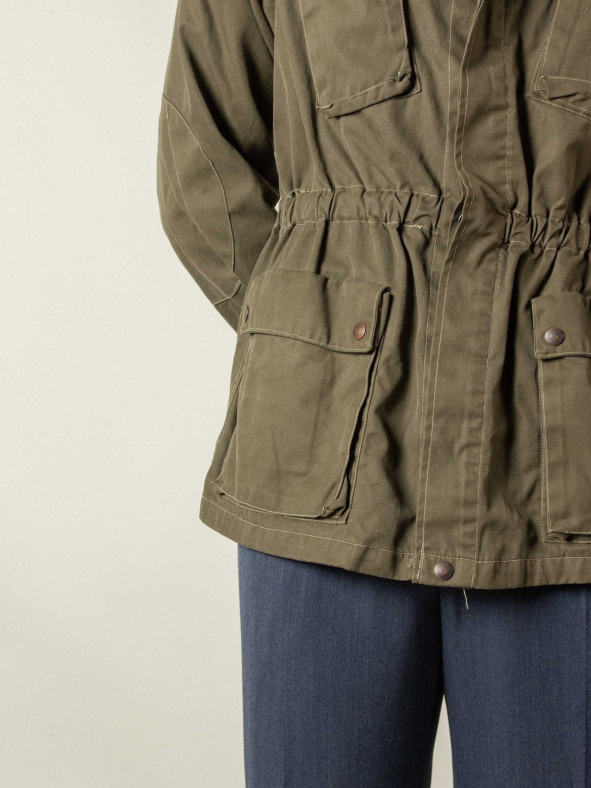 Vintage Italian Army field jacket olive khaki military elasticated waist