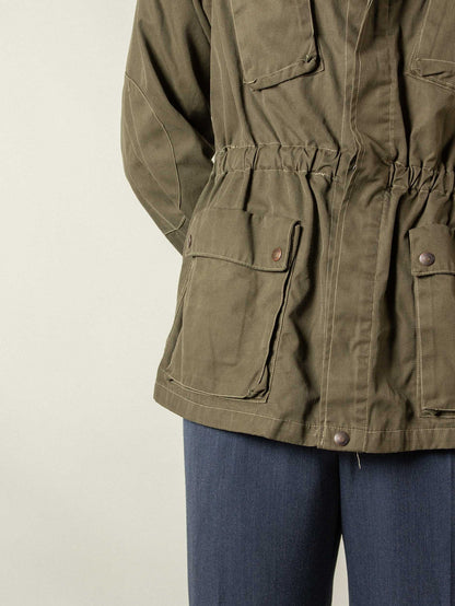 Vintage Italian Army field jacket olive khaki military elasticated waist