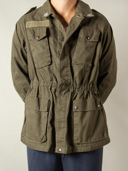 Vintage Italian Army field jacket olive khaki military elasticated waist