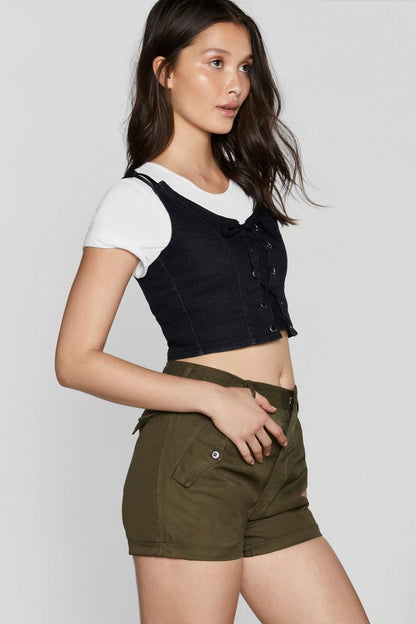 Vintage Italian army olive chino military shorts khaki 1970s-80s women pants trousers