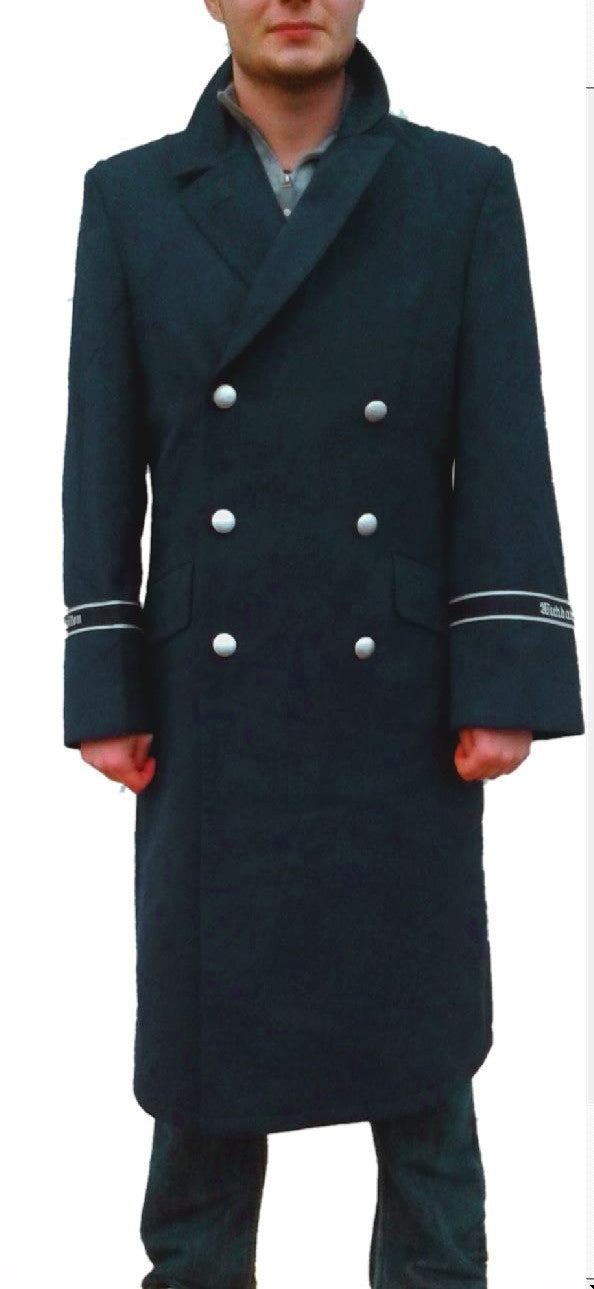 Vintage 1990s Double breasted German Luftwaffe Air Force Gaberdine Trenchcoat Greatcoat trench military overcoat coat with insignia