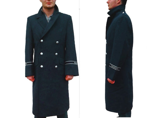 Vintage 1990s Double breasted German Luftwaffe Air Force Gaberdine Trenchcoat Greatcoat trench military overcoat coat with insignia