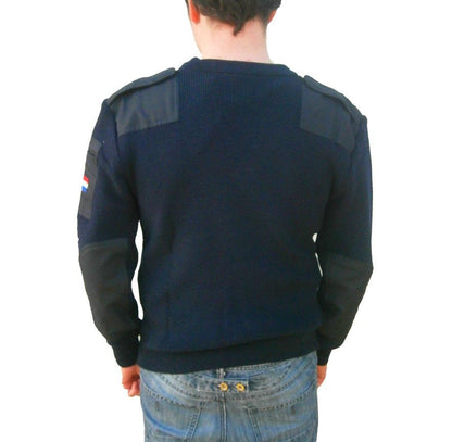 New Unissued Dutch army navy V neck wool sweater jumper pullover sweatshirt military stretchy pulli Netherlands Holland