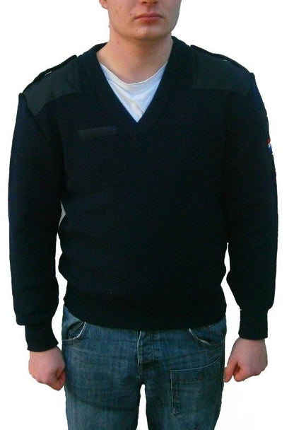 New Unissued Dutch army navy V neck wool sweater jumper pullover sweatshirt military stretchy pulli Netherlands Holland