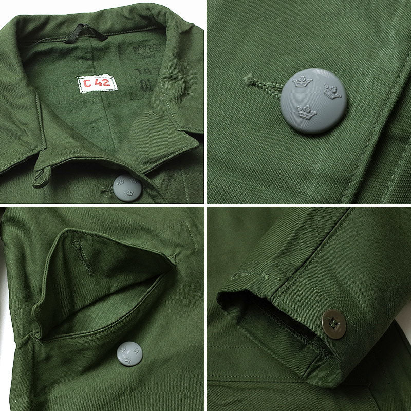 Vintage Women's 1960s 1970s Swedish Army jacket M59 military coat combat field collar tabs