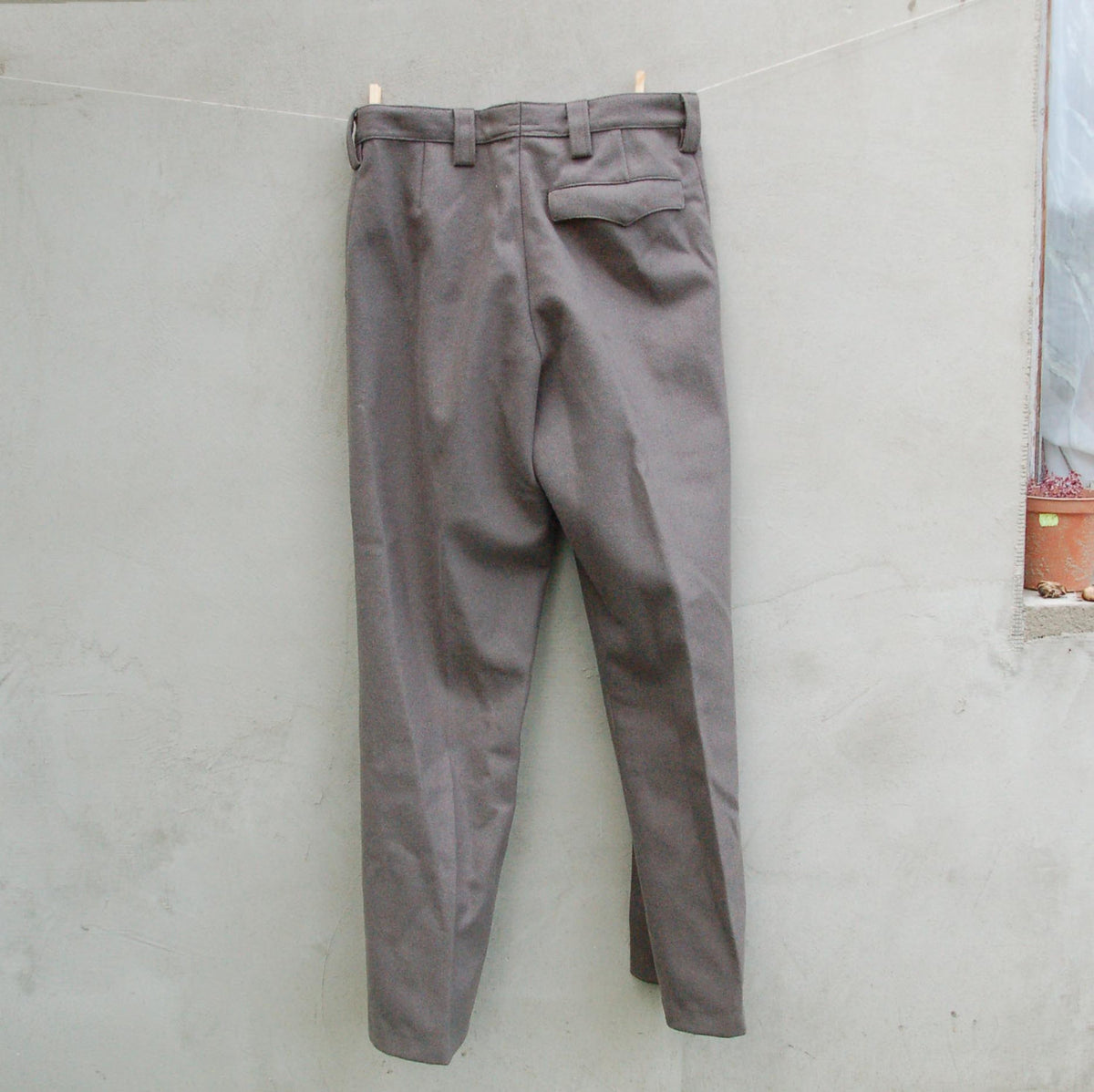 Unissued Vintage East German grey wool dress trousers pants communist NVA DDR GDR military bottoms Soviet Era w