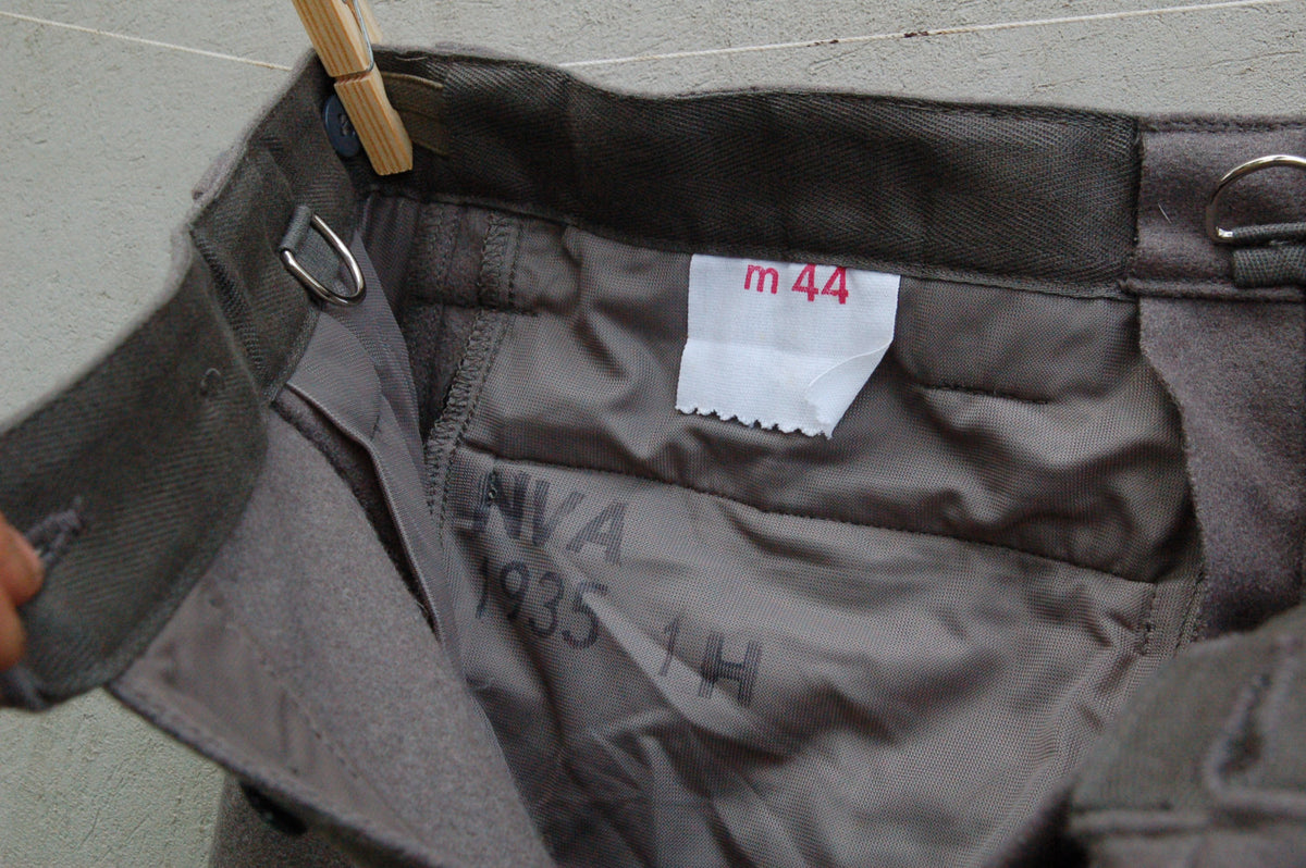 Unissued Vintage East German grey wool dress trousers pants communist NVA DDR GDR military bottoms Soviet Era w