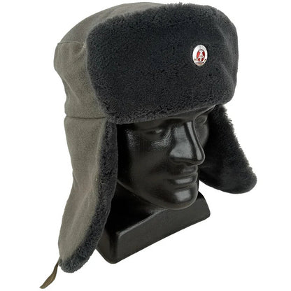 New Vintage East German army grey fur lined winter hat cap military Communist NVA DDR GDR Soviet Era soldier
