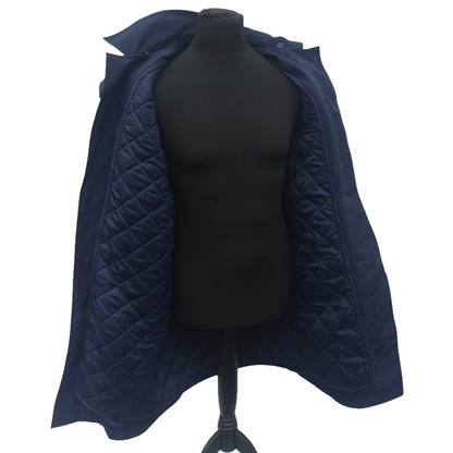 Vintage 1990s-early 2000s Romanian Army navy blue winter parka jacket fully lined military