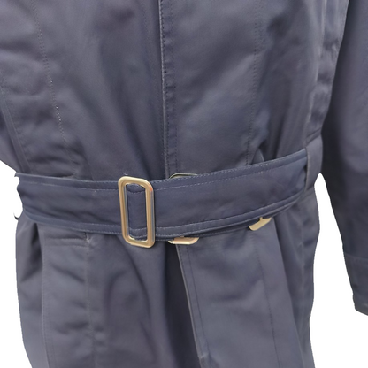 Vintage 19902-early 2000s Romanian Army navy blue winter parka jacket fully lined military black faux fur collar