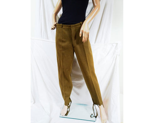 Vintage Women's Soviet Era Romanian Army Wool Trousers Communist Pants Military Khaki stirrups