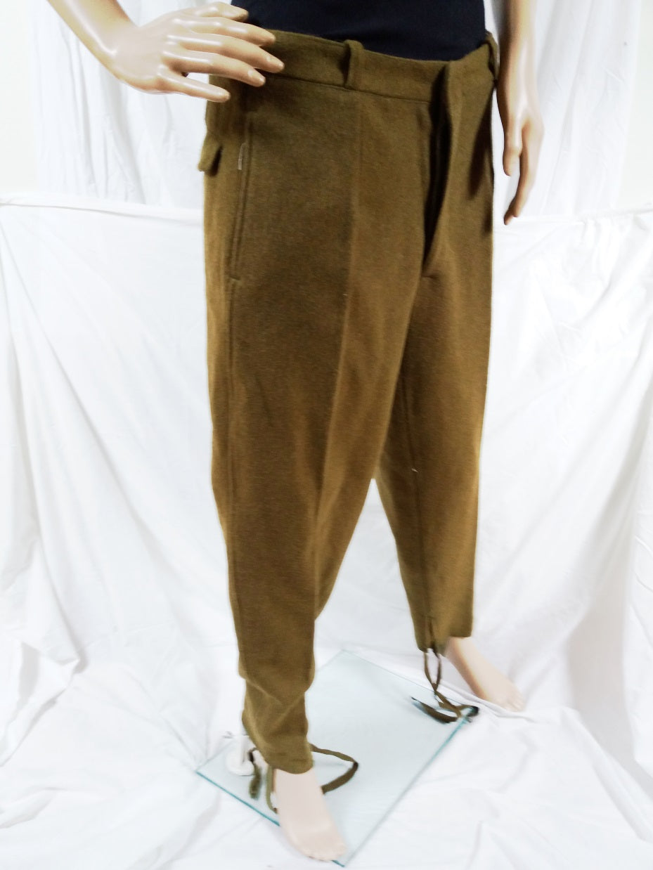Vintage Women's Soviet Era Romanian Army Wool Trousers Communist Pants Military Khaki stirrups