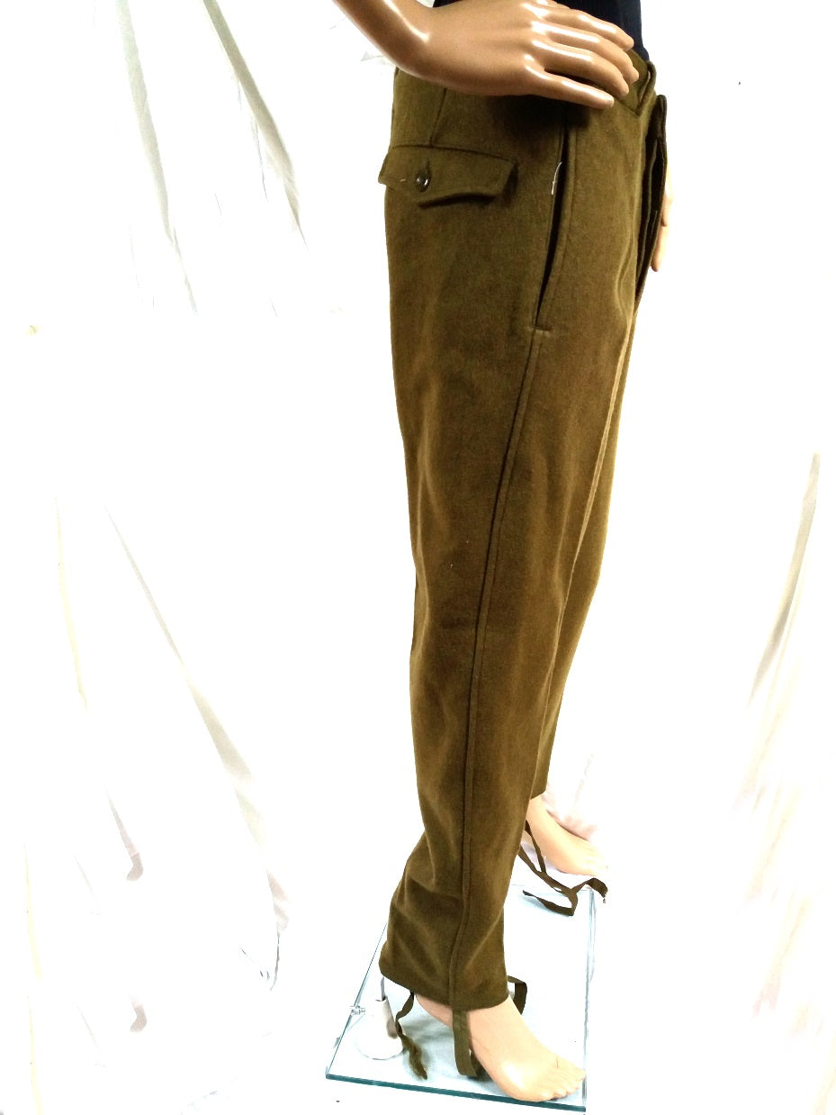 Vintage Women's Soviet Era Romanian Army Wool Trousers Communist Pants Military Khaki stirrups