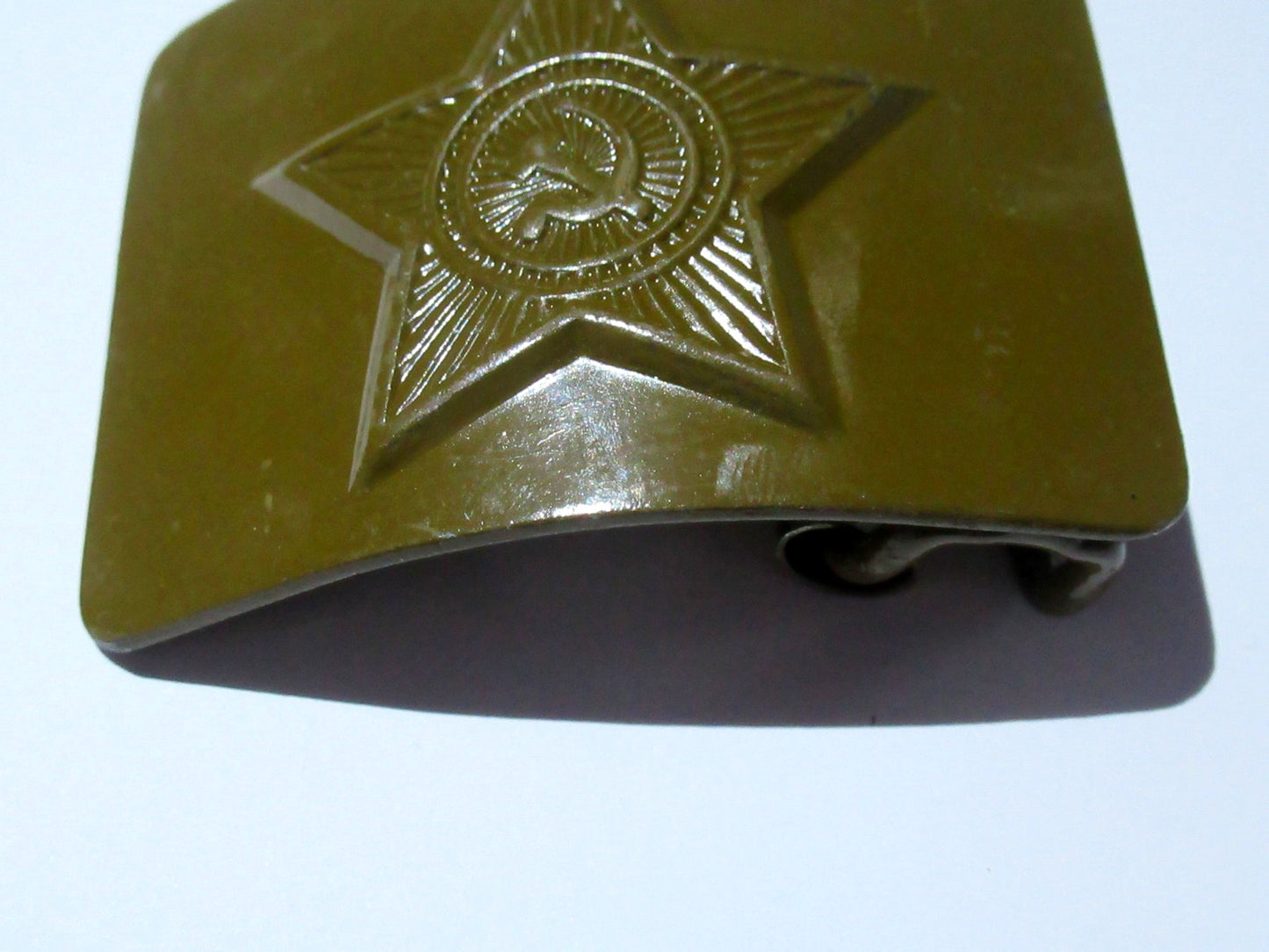 Authentic Soviet Red Army belt buckle green military CCCP USSR Communist hammer and sickle