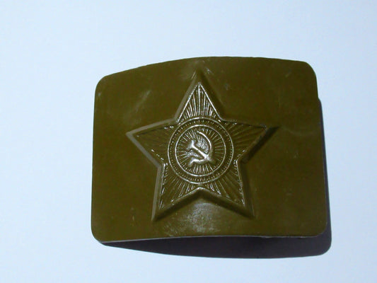 Authentic Soviet Red Army belt buckle green military CCCP USSR Communist hammer and sickle