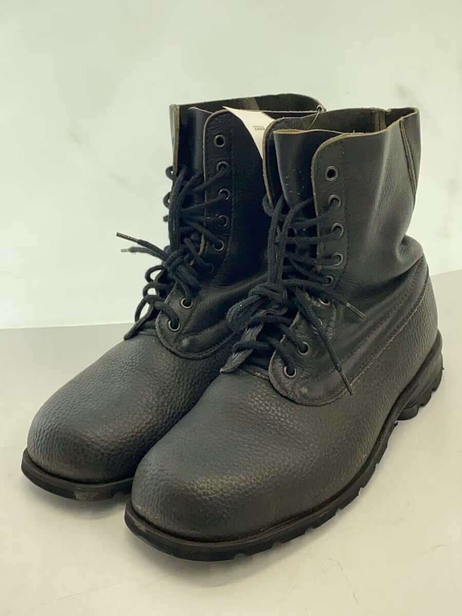Vintage 1960s-1980s Swedish army work boots Black leather shoes military rubber Very Good