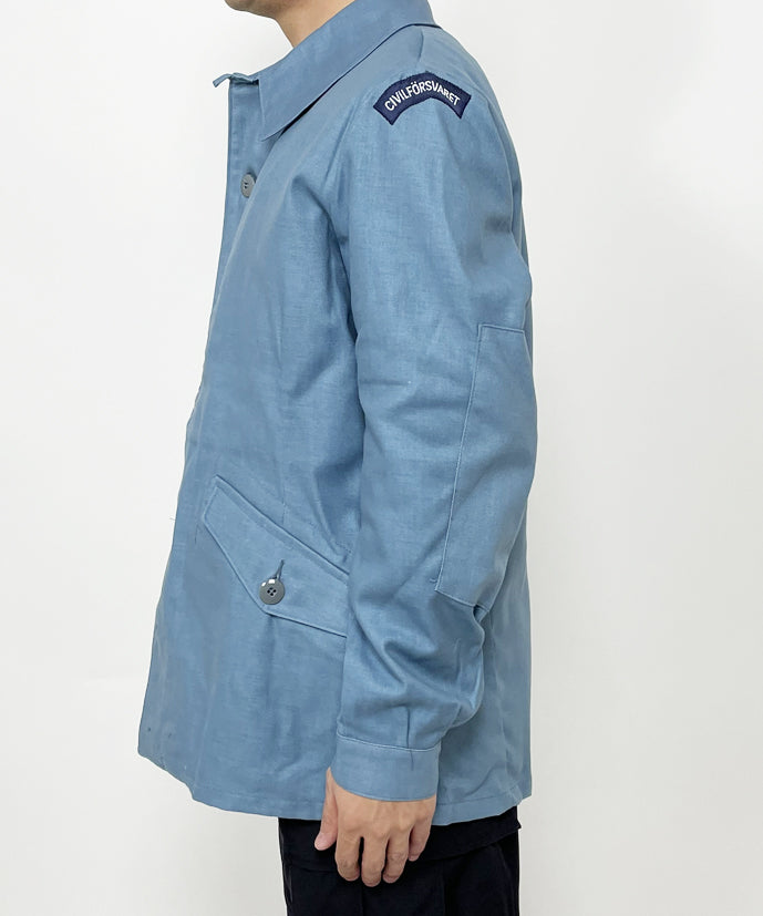 New 1960s 1970s Swedish Civil Defence work jacket M59 military coat army sky blue