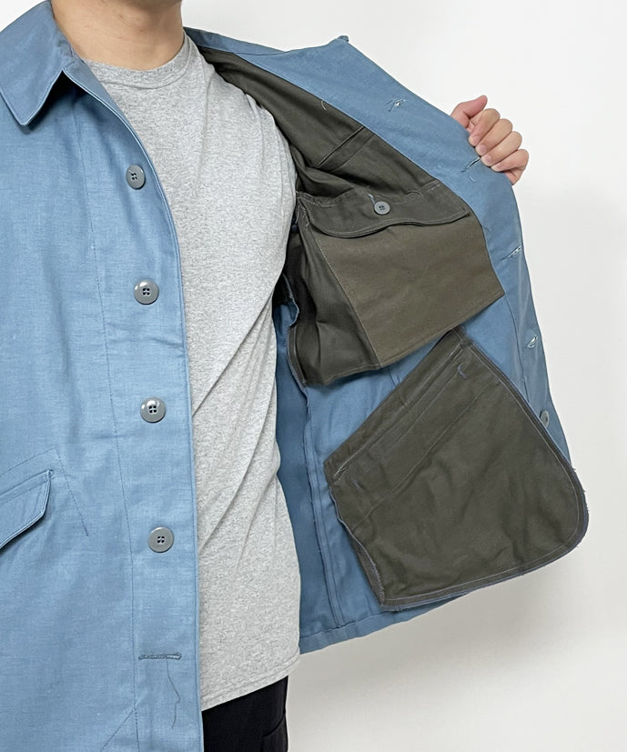 New 1960s 1970s Swedish Civil Defence work jacket M59 military coat army sky blue