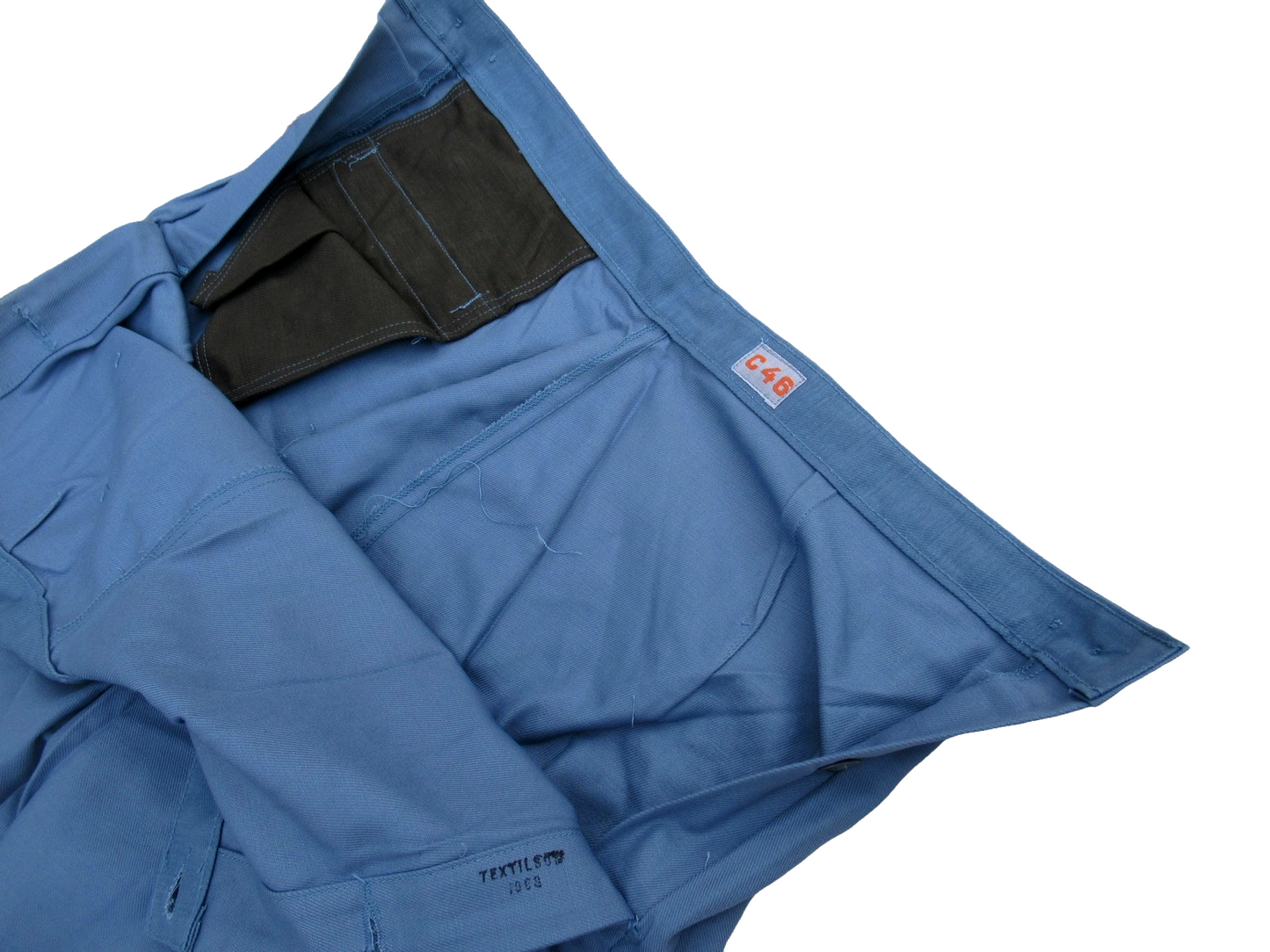 Vintage 60s 70s Women's Swedish civil defence trousers pants military cargo army sky blue denim