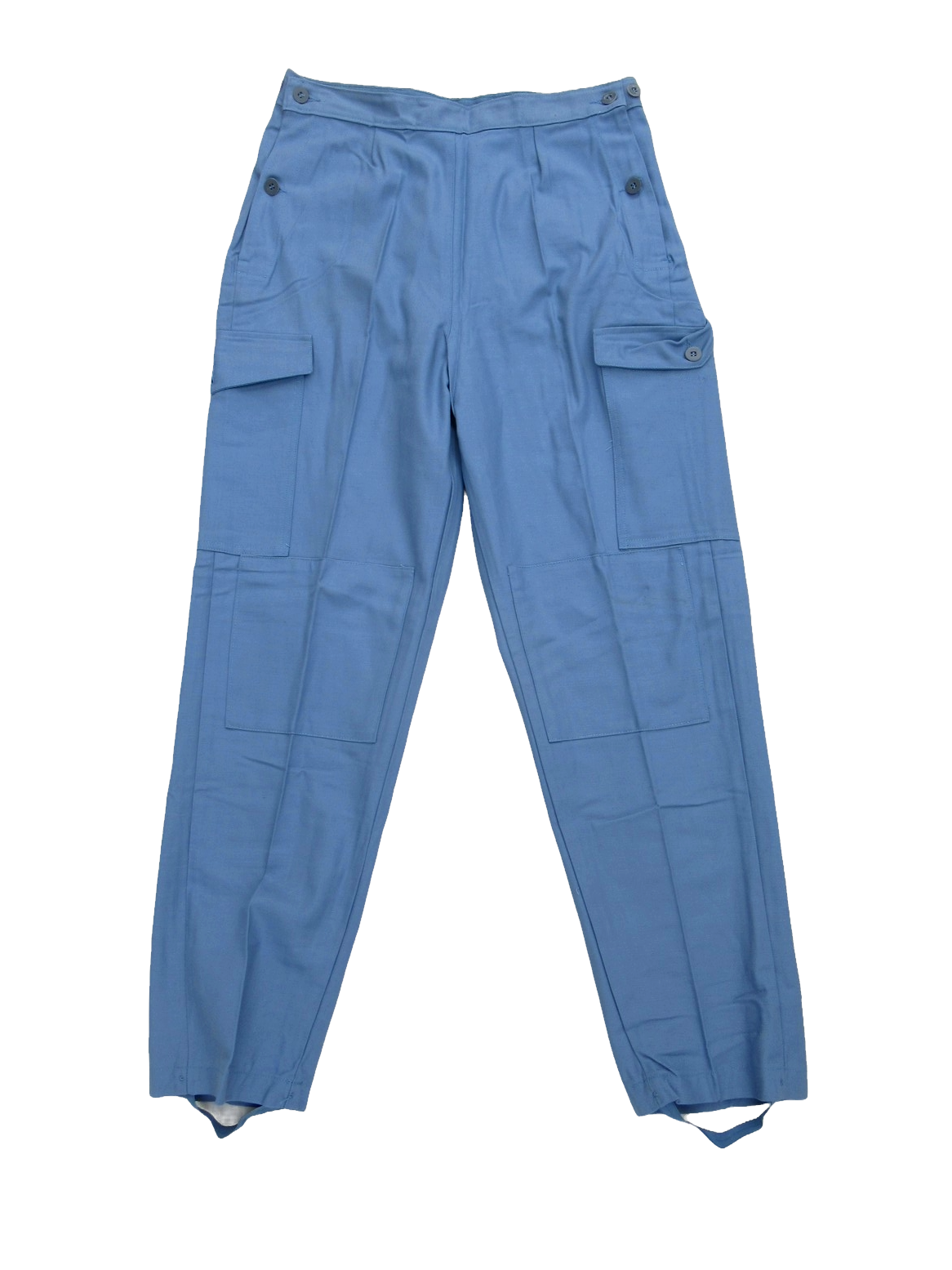 Vintage 60s 70s Women's Swedish civil defence trousers pants military cargo army sky blue denim