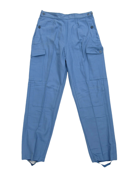 Vintage 60s 70s Women's Swedish civil defence trousers pants military cargo army sky blue denim