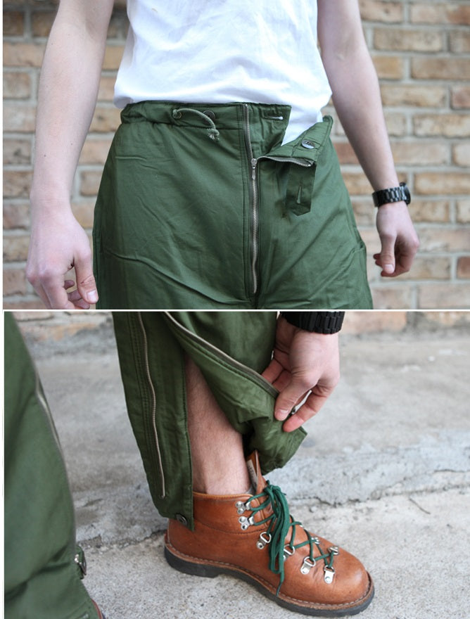 Authentic Swedish air force cold weather trousers winter green insulated pants military extreme thermal army