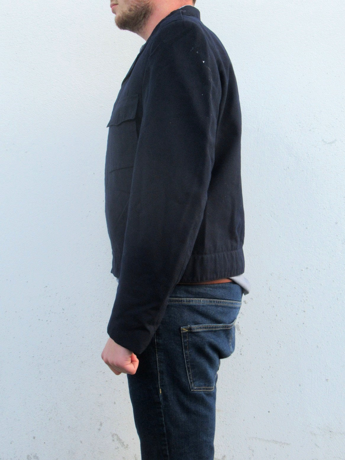 Vintage Swedish Army navy ike Jacket Military bomber lined cotton coat eisenhower
