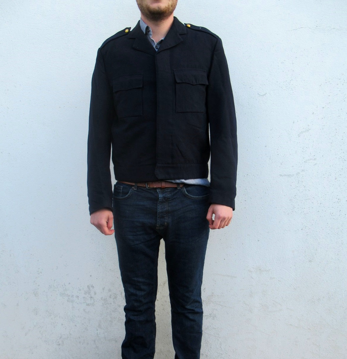 Vintage Swedish Army navy ike Jacket Military bomber lined cotton coat eisenhower