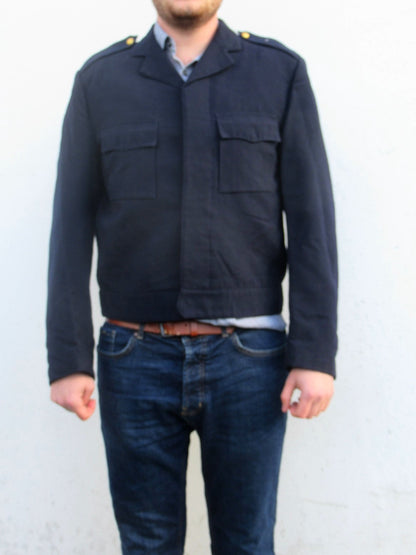Vintage Swedish Army navy ike Jacket Military bomber lined cotton coat eisenhower